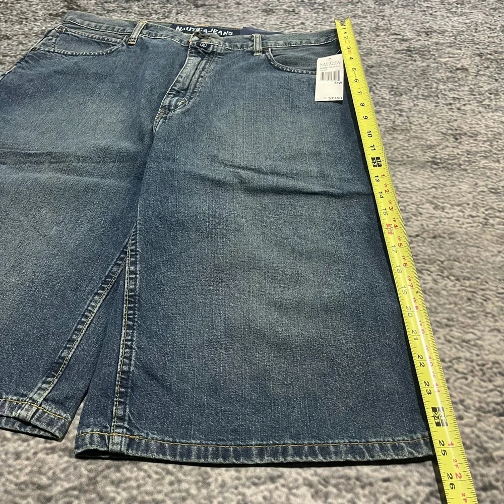 Vintage Nautica Shorts Size 34‎ Blue Baggy Denim Jorts Grunge Skater Y2K - NEW